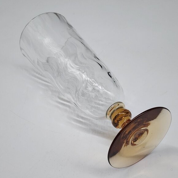 Vintage Uranium Glass Champagne Flute With Amber Stem  Elegant Twisted Pattern - Picture 5 of 6